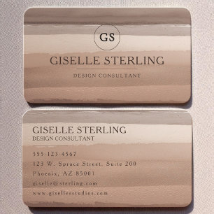 Neutral Beige Brown Waterverf Minimal Modern Visitekaartje