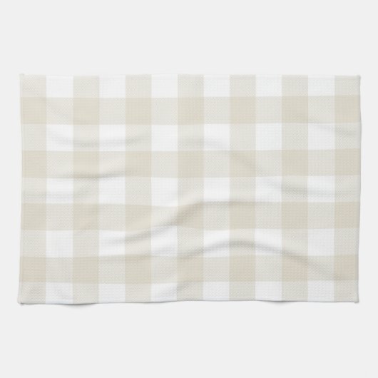 Neutral Beige Buffalo Check Plaid Rustic Farmhouse Theedoek (Horizontaal)