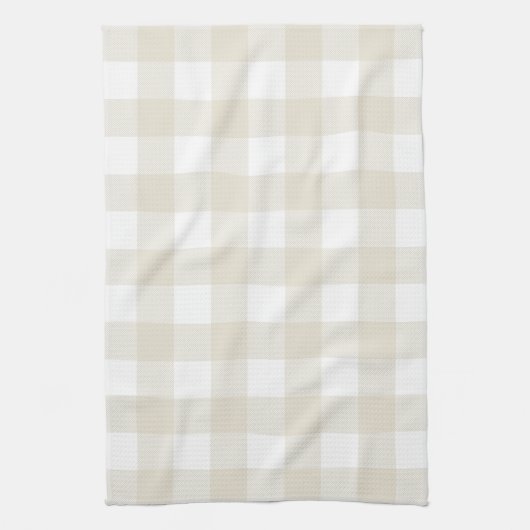 Neutral Beige Buffalo Check Plaid Rustic Farmhouse Theedoek (Verticaal)
