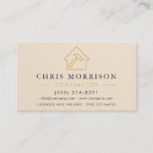 Neutral Beige Construction Minimalist Gold QR Code Visitekaartje (Voorkant)