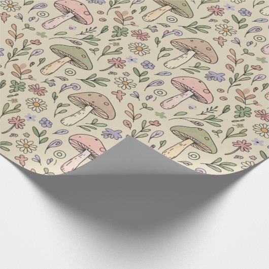 Neutral Beige Earthy Mushroom Seamless Pattern Cadeaupapier (Hoek)