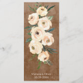 Neutral Beige Floral Boho Brown Wedding Menu (Achterkant)