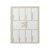 Neutral Beige Gingham Plaid Weekly Planner Notitie Notitieblok (Gedraaid)