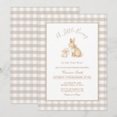 Neutral Beige Little Bunny Baby Shower Invitation (Devant / Derrière)