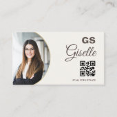 Neutral Beige Photo Monogram Realtor QR Code  Visitekaartje (Voorkant)
