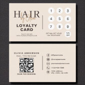 Neutral Beige QR Code Hair Salon Loyalty Card
