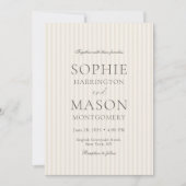 Neutral Beige Stripe Wedding Invitation (Devant)