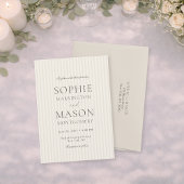 Neutral Beige Stripe Wedding Invitation Kaart