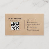 Neutral Beige Suede Hair Stylist Photo QR Code Visitekaartje (Achterkant)