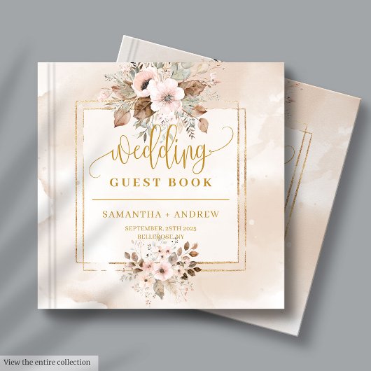 Neutral Blush en Gold Boho bruiloft gastenboek
