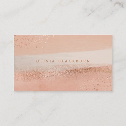 Neutral Boho | Abstract Waterverf en Roos goud Visitekaartje (Voorkant)