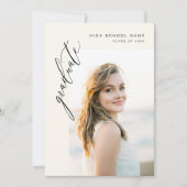 Neutral Boho Afstuderen eenvoudig foto Afstuderen Aankondiging (Voorkant)