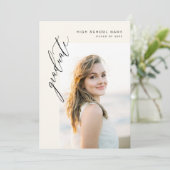 Neutral Boho Afstuderen eenvoudig foto Afstuderen Aankondiging (Staand voorkant)