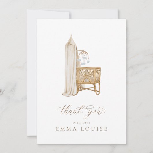 Neutral Boho Baby Brunch Bedankkaart (Voorkant)
