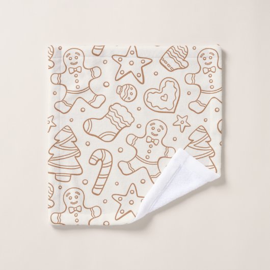 Neutral Boho Christmas Gingerbread Man Beige Bad Handdoek (Wasdoekje)
