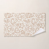 Neutral Boho Christmas Gingerbread Man Beige Bad Handdoek (Handdoek)