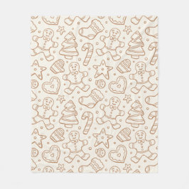 Neutral Boho Christmas Gingerbread Man Beige Fleece Deken