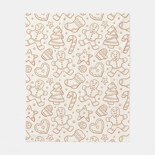 Neutral Boho Christmas Gingerbread Man Beige Fleece Deken (Voorkant)