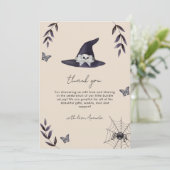 Neutral Boho Little Boo Witch Pet Baby shower Bedankkaart (Staand voorkant)