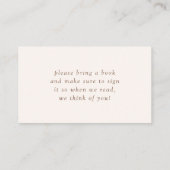 Neutral Boho Nursery Baby shower Bring a Book Informatiekaartje (Achterkant)
