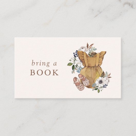 Neutral Boho Nursery Baby shower Bring a Book Informatiekaartje (Voorkant)
