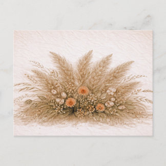 Neutral Boho Pampas Grass Wildflower Arrangement Briefkaart