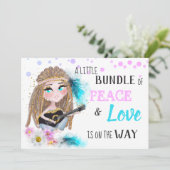 ** Neutral Boho Peace & Love Hippie Baby shower Kaart (Staand voorkant)