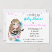 ** Neutral Boho Peace & Love Hippie Baby shower Kaart (Achterkant)