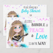 ** Neutral Boho Peace & Love Hippie Baby shower Kaart (Voorkant / Achterkant)