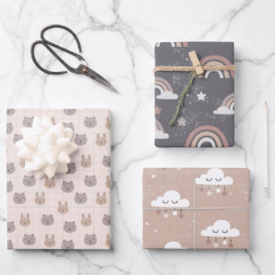 Neutral Boho Rainbow Baby Inpakpapier Vel