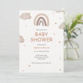 Neutral Boho Rainbow Baby shower Uitnodiging (Staand voorkant)