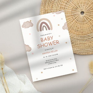 Neutral Boho Rainbow Baby shower Uitnodiging