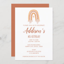 Neutral Boho Rainbow Birthday Invite Kaart
