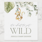Neutral Boho Safari Monkey Baby shower Wijn Etiket (Enkel label)