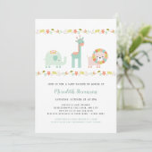 Neutral Boho Wild Animal Baby shower uitnodiging (Staand voorkant)