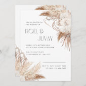 Neutral Brown Boho Waterverf Flowers Kaart (Voorkant / Achterkant)