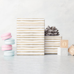 Neutral Brown Stripe Baby Gift Wrap Cadeaupapier
