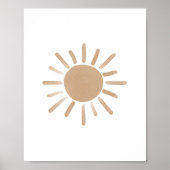 Neutral Brown Sun Boho Nursery Decor Poster (Voorkant)