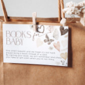 Neutral Butterfly Hearts Boeken voor Baby shower Informatiekaartje