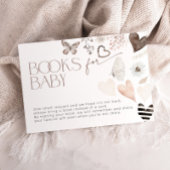 Neutral Butterfly Hearts Boeken voor Baby shower Informatiekaartje