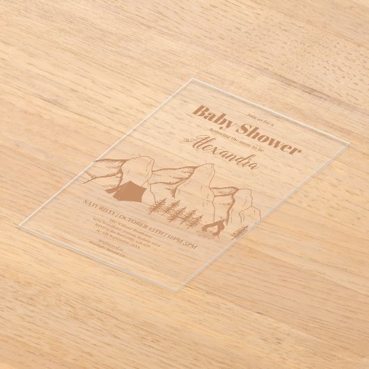 Neutral Camping Baby shower Invitation Acryl Uitnodigingen (Laagn)
