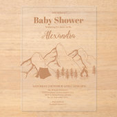 Neutral Camping Baby shower Invitation Acryl Uitnodigingen (Voorkant)