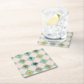 Neutral checks with assorted fungi vierkante kartonnen onderzetter (Insitu)