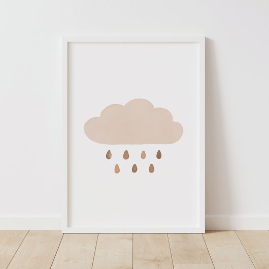 Neutral Cloud Boho Boy Nursery Decor Poster