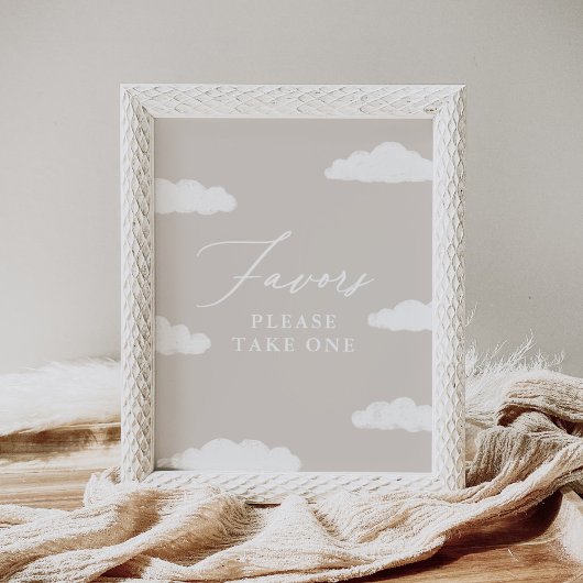 Neutral Cloud Nine Baby shower Favorieten Sign Poster