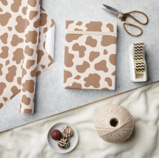 Neutral Cow Print Western Cowboy Beige Brown Cadeaupapier