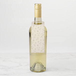 Neutral Cream Elegant Floral Botanische Wijn Flessenhanger