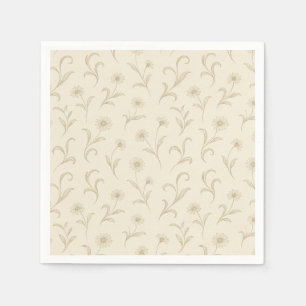 Neutral Cream sierlijke bloem botanische print Servet