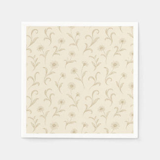 Neutral Cream sierlijke bloem botanische print Servet