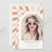 Neutral crème wit tan retro foto Afstuderen Aankondiging (Voorkant)